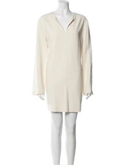 Pre-owned Theory V-neck Mini Dress In Neutral