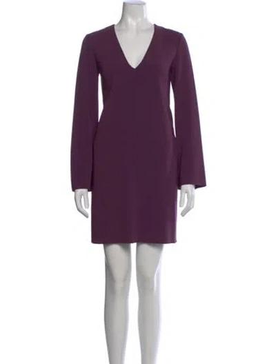 Pre-owned Theory V-neck Mini Dress In Purple