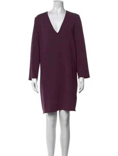 Pre-owned Theory V-neck Mini Dress In Purple