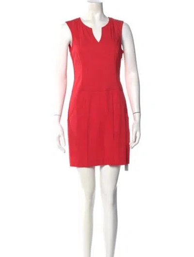 Pre-owned Theory V-neck Mini Dress In Red