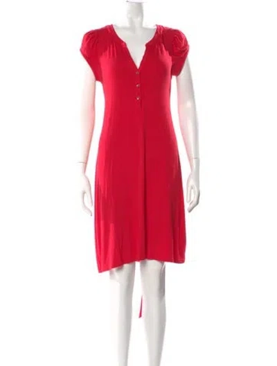 Pre-owned Theory V-neck Mini Dress In Red