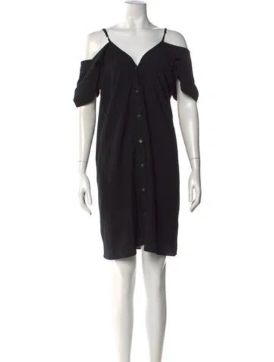 Pre-owned Theory V-neck Mini Dress W/ Tags In Black