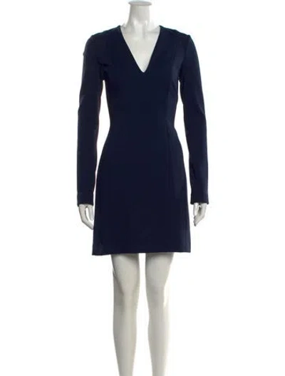 Pre-owned Theory V-neck Mini Dress W/ Tags In Blue