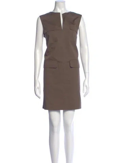 Pre-owned Theory V-neck Mini Dress W/ Tags In Brown