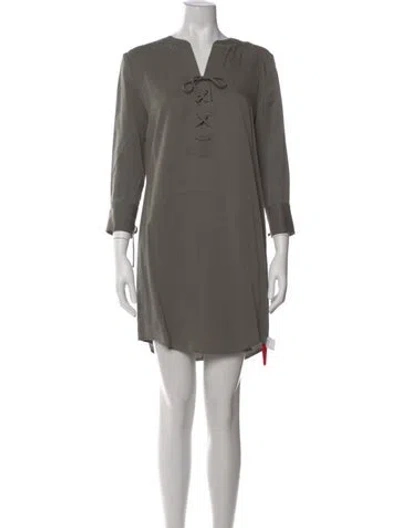 Pre-owned Theory V-neck Mini Dress W/ Tags In Green