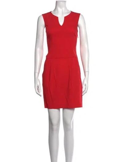 Pre-owned Theory V-neck Mini Dress W/ Tags In Red