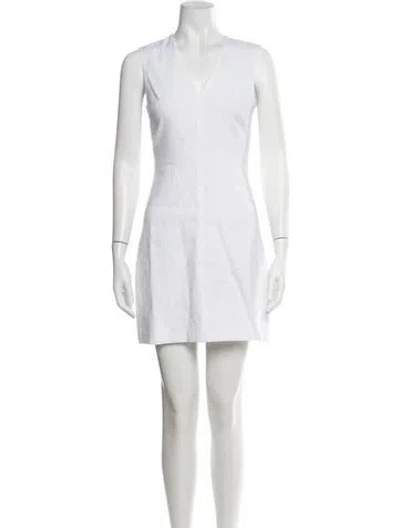 Pre-owned Theory V-neck Mini Dress W/ Tags In White