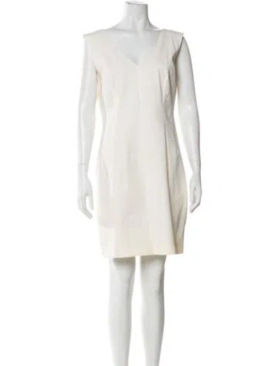 Pre-owned Theory V-neck Mini Dress In White