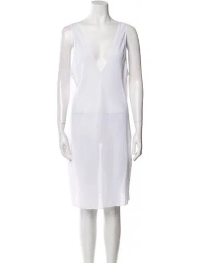 Pre-owned Theory V-neck Mini Dress In White
