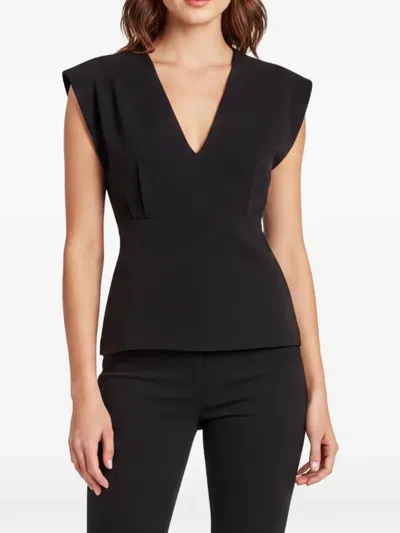 Pre-owned Theory V-neck Pleated Blouse In Black