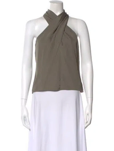 Pre-owned Theory V-neck Sleeveless Blouse In Green