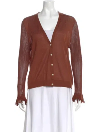 Pre-owned Theory V-neck Sweater In Brown