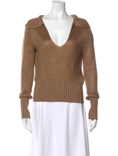 Pre-owned Theory V-neck Sweater In Brown