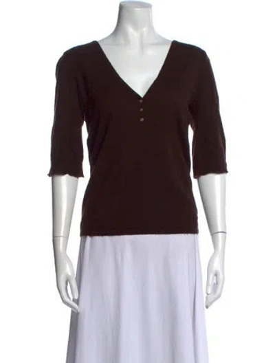 Pre-owned Theory V-neck Sweater In Brown