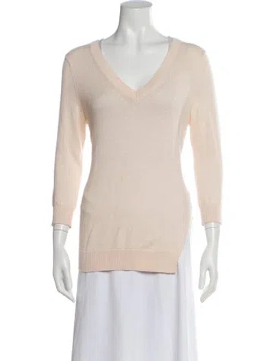 Pre-owned Theory V-neck Sweater In Pink