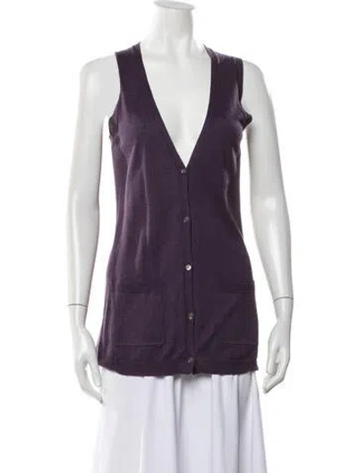 Pre-owned Theory V-neck Sweater In Purple