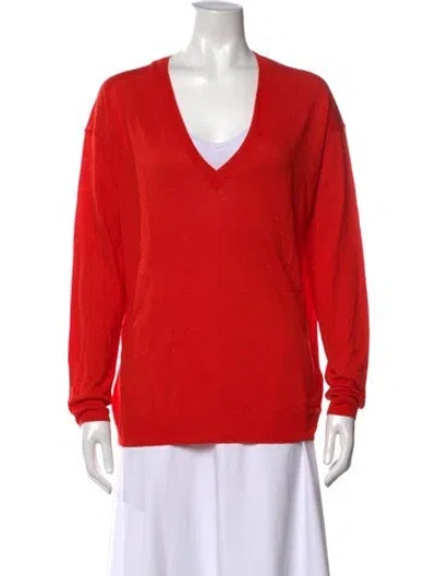 Pre-owned Theory V-neck Sweater In Red