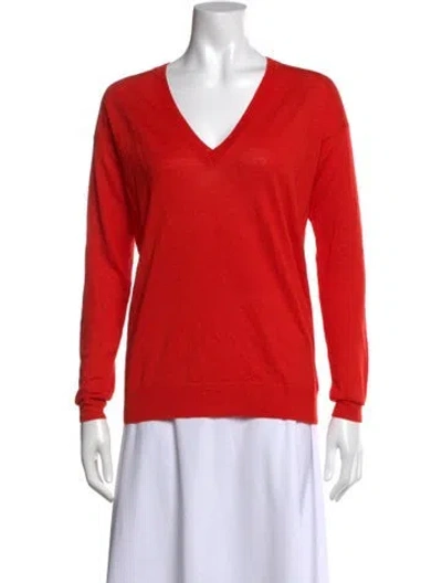 Pre-owned Theory V-neck Sweater W/ Tags In Red