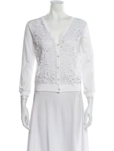 Pre-owned Theory V-neck Sweater W/ Tags In White
