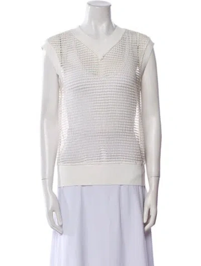Pre-owned Theory V-neck Sweater In White