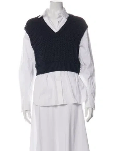 Pre-owned Theory V-neck Sweater In White