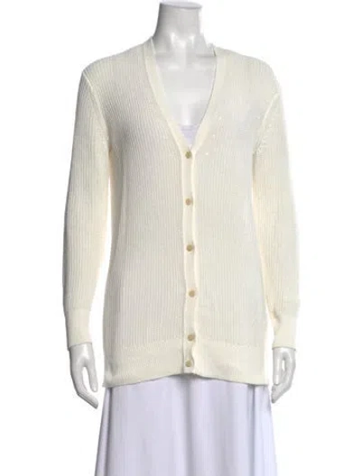 Pre-owned Theory V-neck Sweater In White