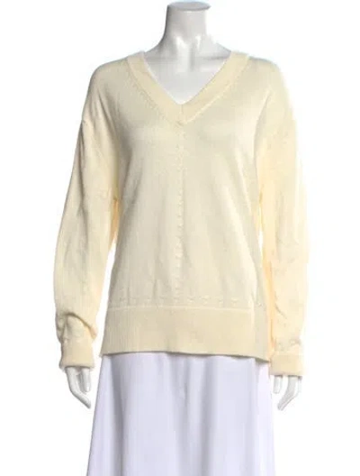 Pre-owned Theory V-neck Sweater In White