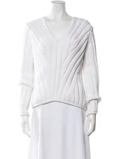 Pre-owned Theory V-neck Sweater In White