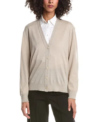 Theory V-neck Wool Cardigan In Neutral