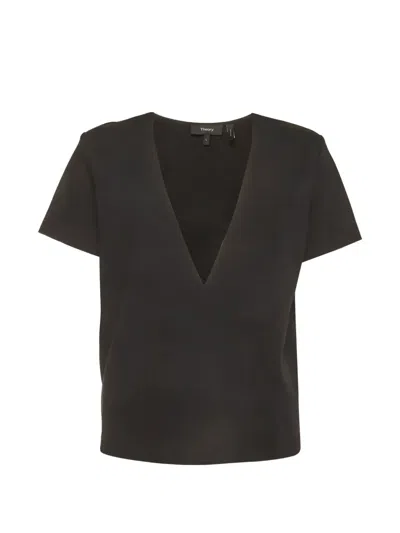 Pre-owned Theory V-neck Zadeia Top In Black