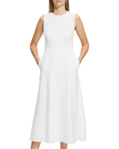 Theory Volume Dart Linen-blend Dress In White