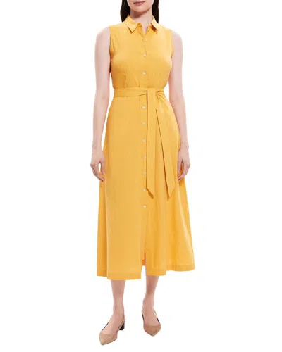 Theory Volume Linen-blend Shirtdress In Yellow