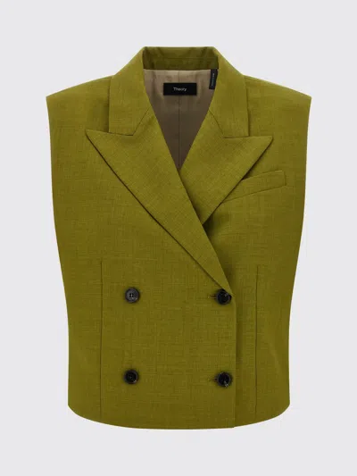 Theory Tailored Sleeveless Double-breasted Vest In Green