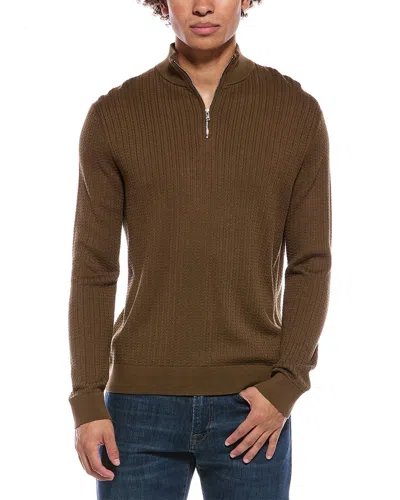 Theory Walton 1/4-zip Sweater In Brown
