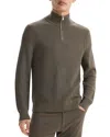 Theory Walton Cotton Honeycomb Textured Quarter Zip Sweater In Moss