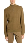 Theory Walton Quarter Zip Sweater In Brown
