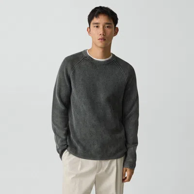 Theory Washed Crewneck Sweater In Cotton In Black