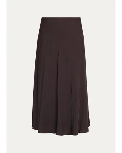 Theory Washed Satin Midi Skirt In Dkbr