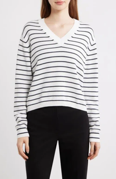 Theory Waverly Crop Stripe Sweater In Multi
