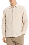 Theory Weekend Brushed Cotton Twill Button-up Shirt In Gray