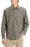 Theory Weekend Brushed Cotton Twill Button-up Shirt In Gray
