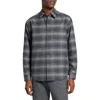 Theory Weekend Gradient Check Brushed Cotton Button-up Overshirt In Gray