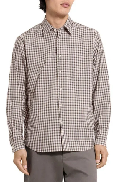 Theory Weekend Park Check Flannel Button-up Shirt In Black
