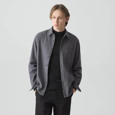 Theory Weekend Shirt In Cotton Flannel In Gray
