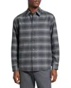 Theory Weekend Gradient Check Brushed Cotton Button-up Overshirt In Gray
