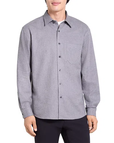 Theory Weekend Short Sleeve Shirt In Spun Flannel In Purple