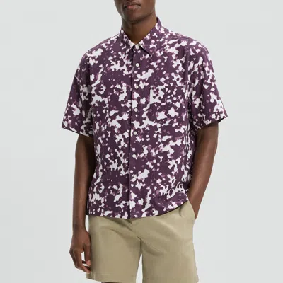 Theory Weekend Short-sleeve Shirt In Printed Cotton Seersucker In Purple