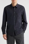 Theory Weekend Stripe Cotton Button-up Shirt In Black