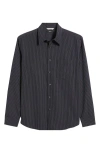 Theory Weekend Regular Fit Striped Shirt In Baltic/white