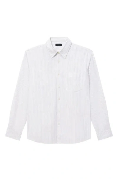 Theory Weekend Stripe Cotton Button-up Shirt In White
